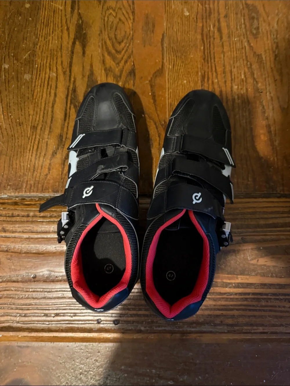 Peloton Black Cycling Shoes with Red Lining size 47